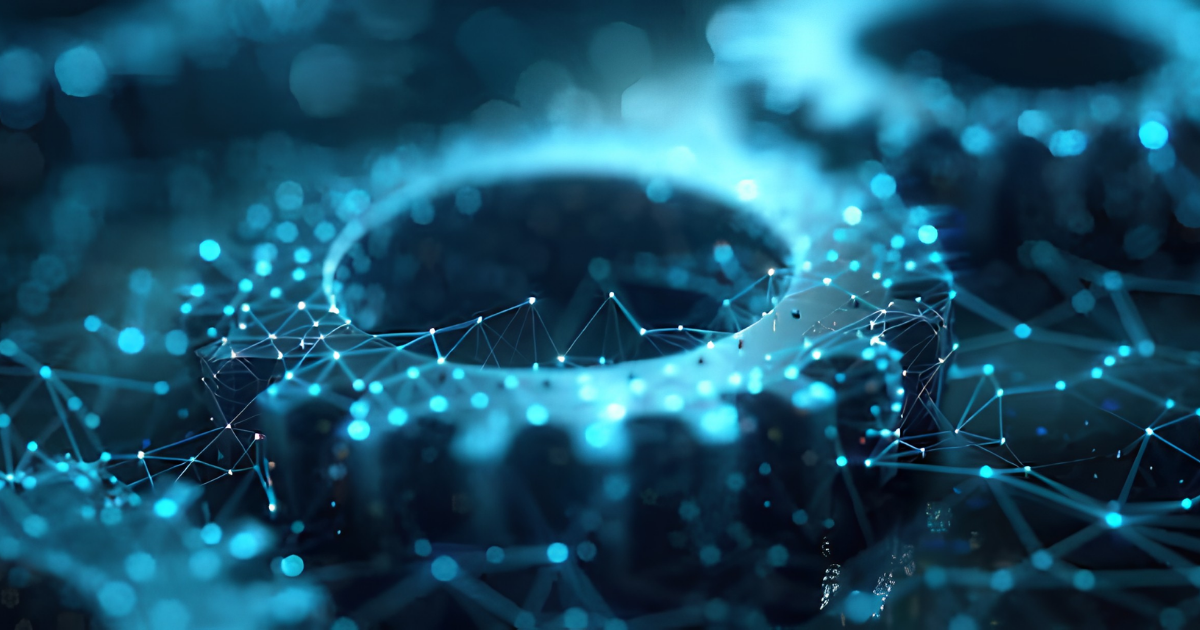 Abstract gear and network visualization representing the Databricks FinOps cost control architecture covered in the article.