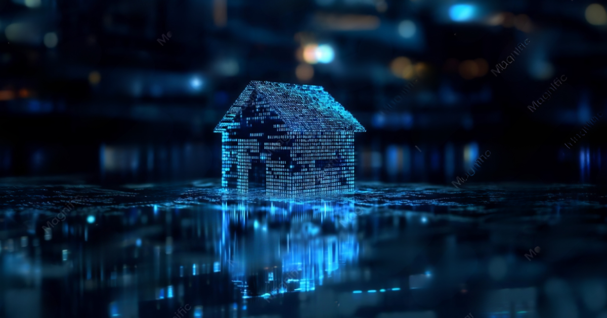 Digital data house representing the Mortgage Intelligence Platform by Entrada, with Cotality, Genie, and Lakebase